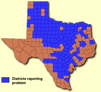 WATER EROSION ON CROPLANDS IN TEXAS MAP