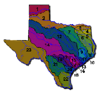 Texas' Eight Major Regions Map