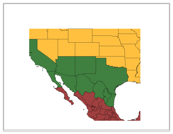 Map of U.S. and Mexico Border